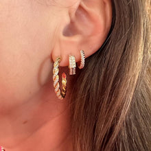 Gold & Diamond Braided 1" Hoop Earrings