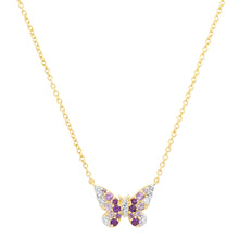 Mini Ombre Semi Precious and Diamond Butterfly Necklace