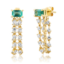 The Rocky Amethyst or Emerald or Blue Topaz & Diamond Chain Wrap Earrings