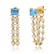The Rocky Amethyst or Emerald or Blue Topaz & Diamond Chain Wrap Earrings