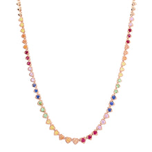 Bezel Set Graduated Gemstone Rainbow Collar Necklace