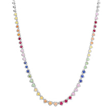 Bezel Set Graduated Gemstone Rainbow Collar Necklace