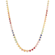 Bezel Set Graduated Gemstone Rainbow Collar Necklace