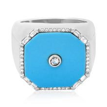 Pearl or Turquoise & Diamond Elevated Signet Ring