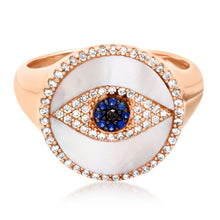 Protected Evil Eye Sapphire & Diamond Signet Ring