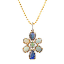 One of a Kind Opal Flower Pendant Necklace