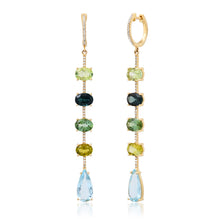 One of a Kind Aquamarine & Tourmaline Drop Earrings