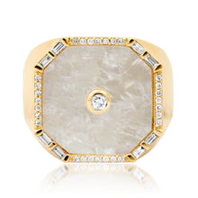 Mother of Pearl or Turquoise & Diamond Elevated Signet Ring