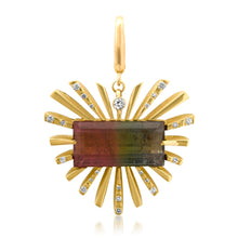 One Of A Kind Multicolored Tourmaline and Diamonds Divine Love Light Heart Pendant