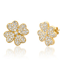 Pave Diamond Lucky Clover Statement Stud Earring