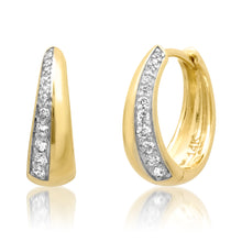 Split Diamond & High Polish Gold Huggie Hoop