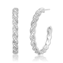 Gold & Diamond Braided 1" Hoop Earrings