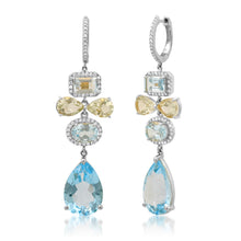 Blue Topaz & Diamond Fancy Drop Ear