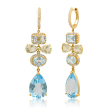 Blue Topaz & Diamond Fancy Drop Ear
