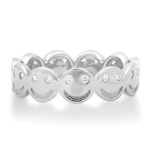 Gold & Diamond Smiley Face Eternity Band Ring
