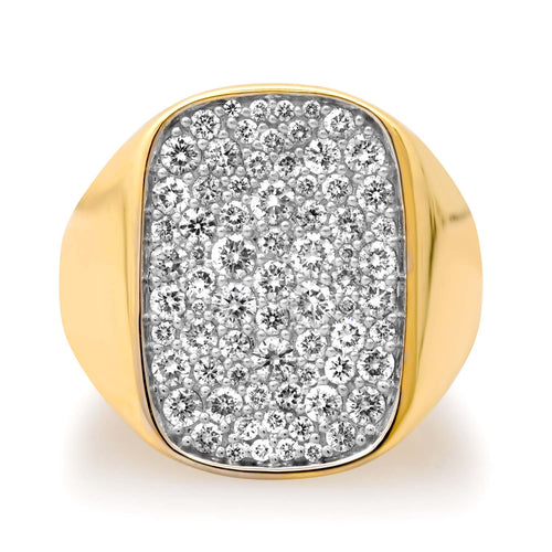 Elongated Cushion Shape Pave Diamond Signet Ring
