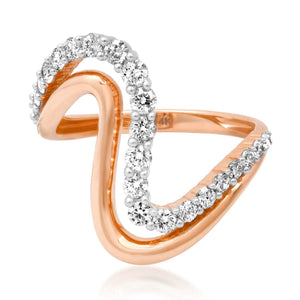 Double Band Diamond & High Polish Swirl Ring