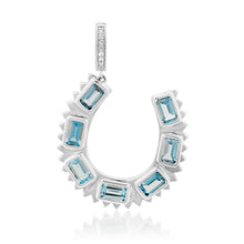 London Blue Topaz & Diamond Lucky Horseshoe Pendant