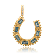 London Blue Topaz & Diamond Lucky Horseshoe Pendant