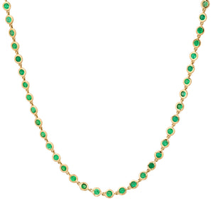 Dainty Bezel Set Emerald Chain Necklace
