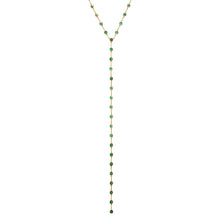 Dramatic Bezel Set Emerald Lariat Necklace
