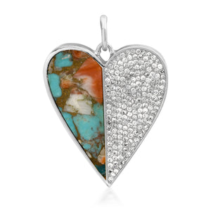 50/50 Diamond & Gemstone Heart Charm