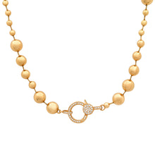 Gold Ball Chain Necklace with Diamond Clasp