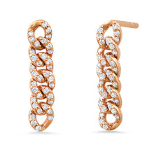 Mini Diamond Covered Curb Chain Link Earrings