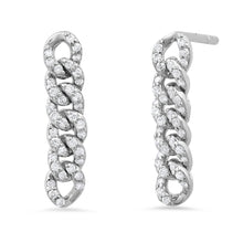 Mini Diamond Covered Curb Chain Link Earrings