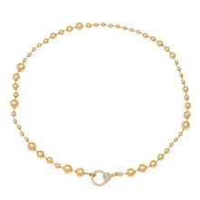Gold Ball Chain Necklace with Diamond Clasp