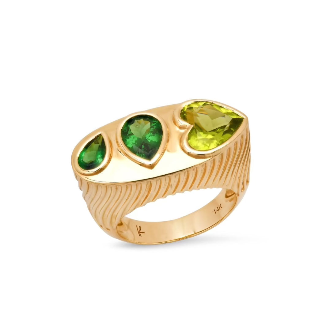 Ripple Mixed Shape Gemstone Statement Ring