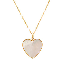 Double Sided Mother Of Pearl & Diamond Heart Necklace