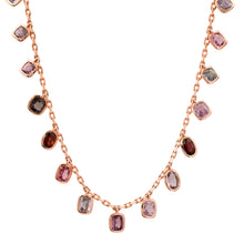 Bezel Set Mixed Tourmaline Drop Chain Necklace