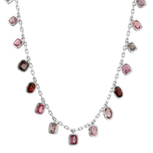 Bezel Set Mixed Tourmaline Drop Chain Necklace