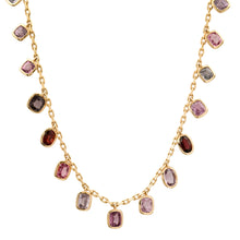 Bezel Set Mixed Tourmaline Drop Chain Necklace