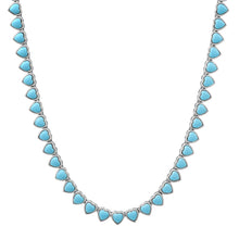 Jumbo Bezel Set Turquoise Heart Tennis Necklace