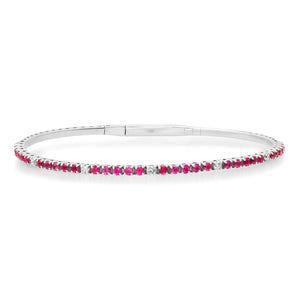 Alternating Diamond & Ruby Flex Bangle Bracelet