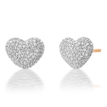 Puffy Pave Diamond Heart Studs