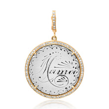 Large Silver Dutch Mama Token in 14k Gold & Diamond Bezel Frame