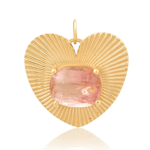 Fluted Love Light Charm with Bi-Color Pink Tourmaline