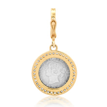 Silver Maman Token in 14k Gold & Diamond Bezel Frame