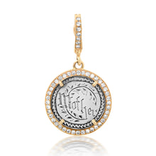 Silver Mother In Vines Token In 14k Gold & Diamond Bezel Frame