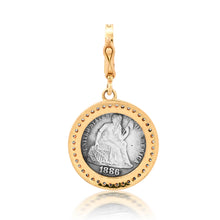Silver Mother In Vines Token In 14k Gold & Diamond Bezel Frame