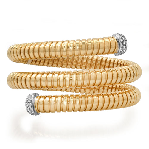 Coiled Tubogas Mixed Metal Diamond Flex Bracelet