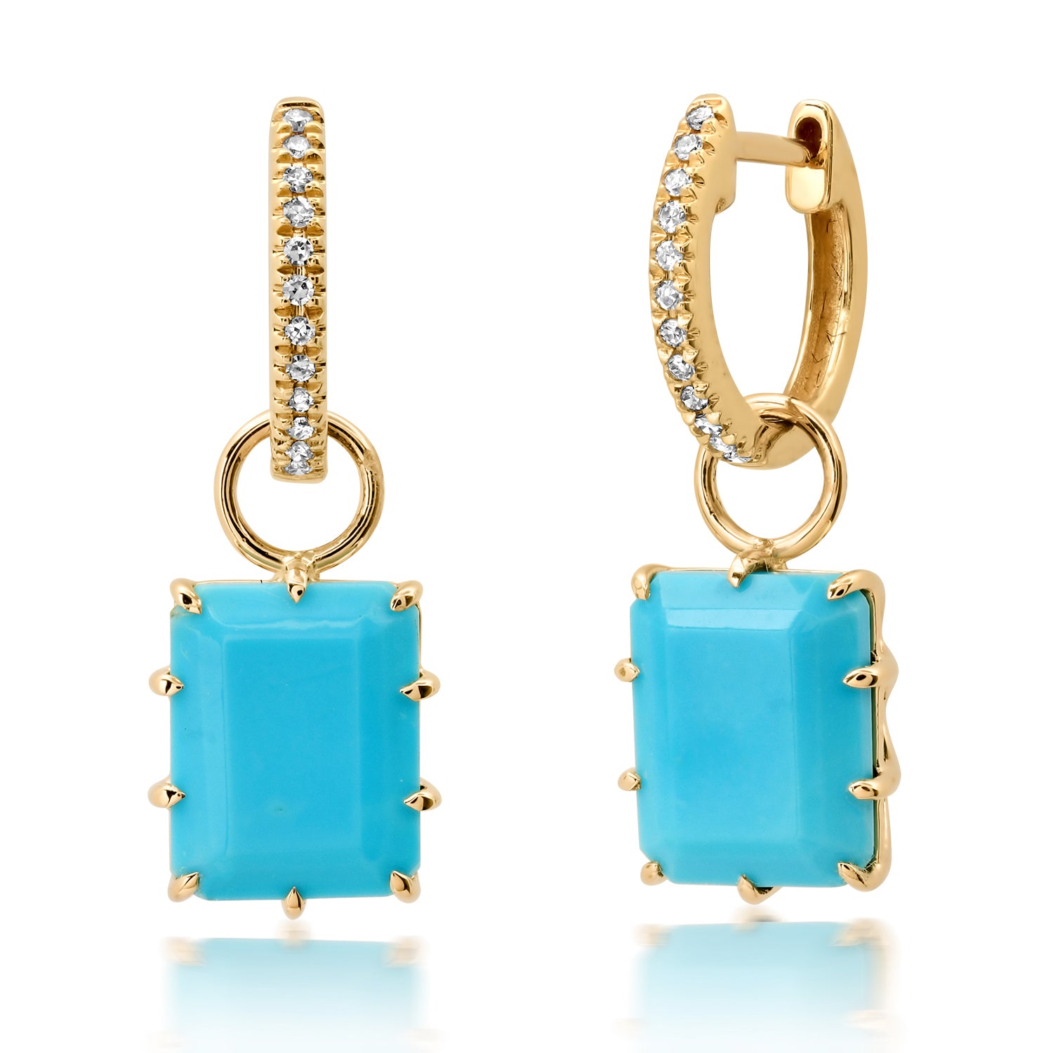 Emerald Cut Turquoise Earring Charms 