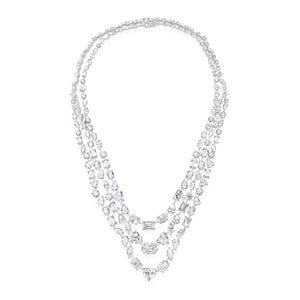 Lab Grown Mega Mixed Shape Layered Diamond Tennis Necklace