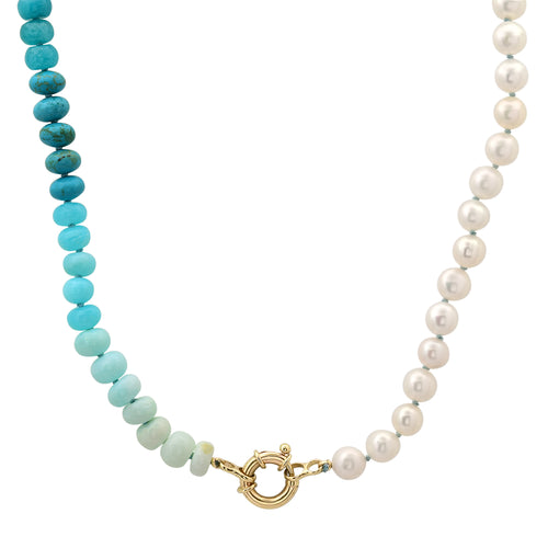 Exclusive Milestones x Encirkled 50/50 Pearl & Blue Ombre Beaded Necklace