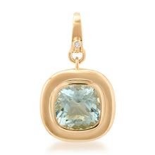 Square Bezel Set Aquamarine Charm with Diamond Enhancer Clasp