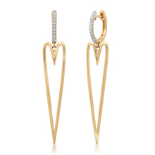 Elongated Happy Heart Diamond Drop Huggie Hoops