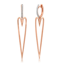 Elongated Happy Heart Diamond Drop Huggie Hoops